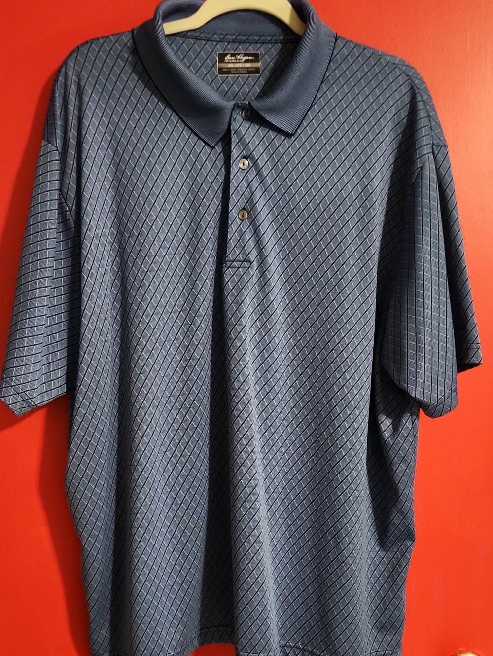 2XL Ben Hogan Slate Blue Diamond-Pattern Polo